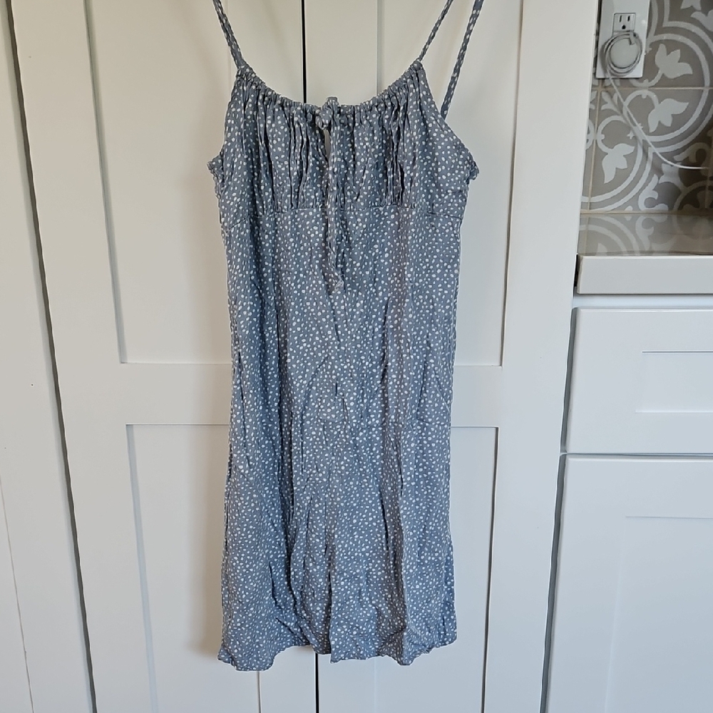 Blue Polka Dot Spaghetti Strap Dress